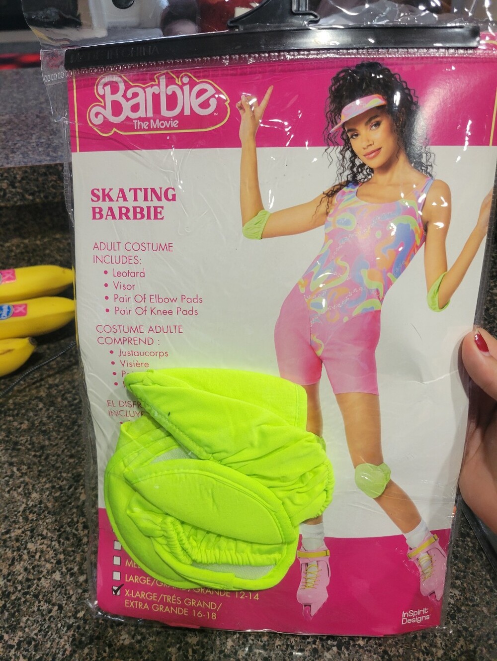Adult Womens XL Rollerblade Barbie Costume Leotard Pads Visor Halloween 90s